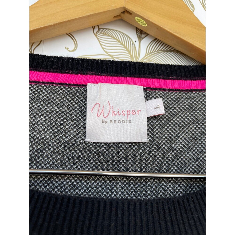 Brodie WISPR Silk Cotton Cashmere Zebra Leopard Animal Print Sweater L Grey Neon - Picture 5 of 7